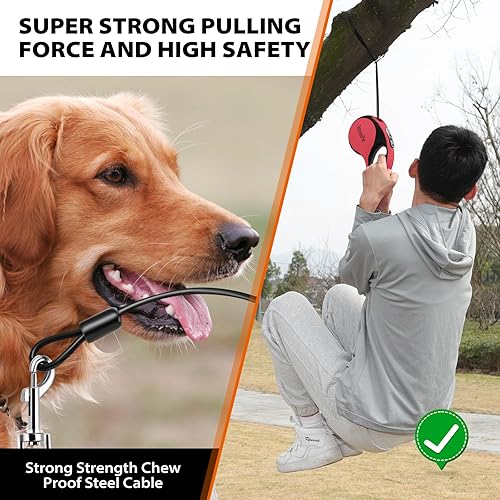 Miniatura 3 de Correa retráctil para perro con cable a prueba de mordidas, correa para caminar para mascotas con dispensador de bolsas de excrementos, correas