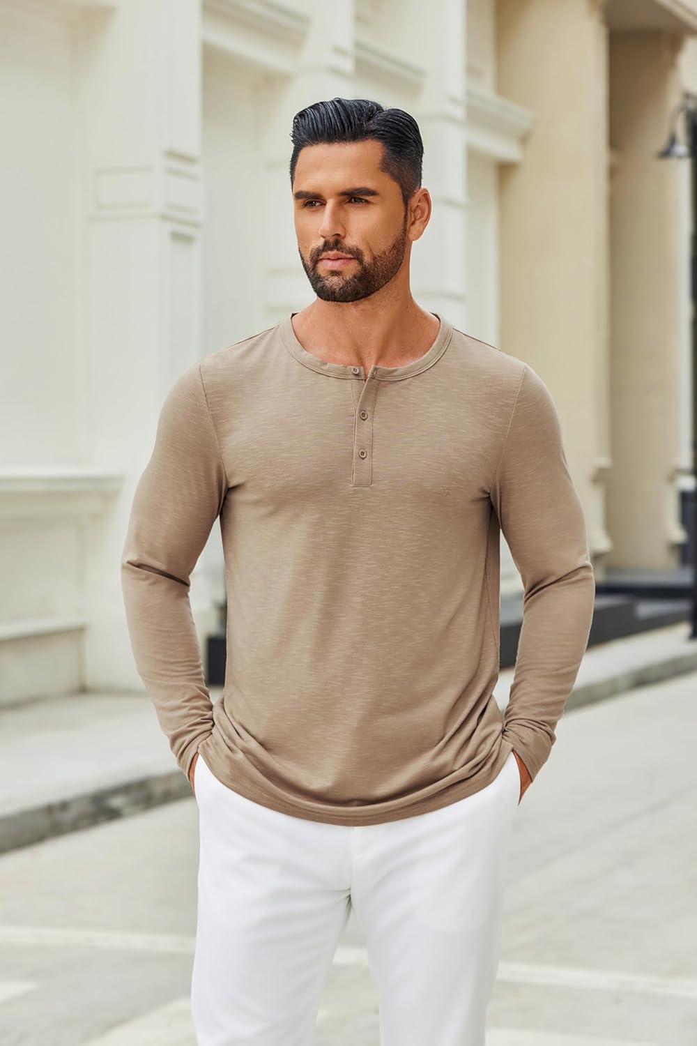 COOFANDY Men's Henley Shirts Long Sleeve Casual Pullover T-Shirt Fashion Basic Button Shirts - Image 3