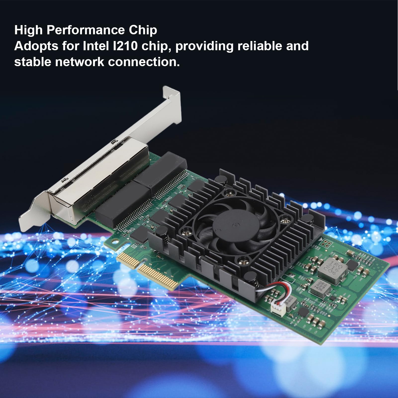 Scheda di Rete PCIE a 4 Porte, Scheda di Rete PCIE Ad Alta velocità 100/1000/2500Mbps 2,5G Adattatore per Scheda di Rete Gigabit PCIE per Chip I210