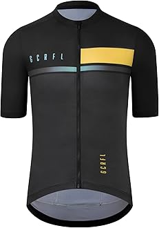 GCRFL Cycling Jersey Men Shorts Sleeves Road Bike Jersey Bicycle Tops Shirt, Zipper Pocket UPF 50+ Lightweight PRO Race Fit