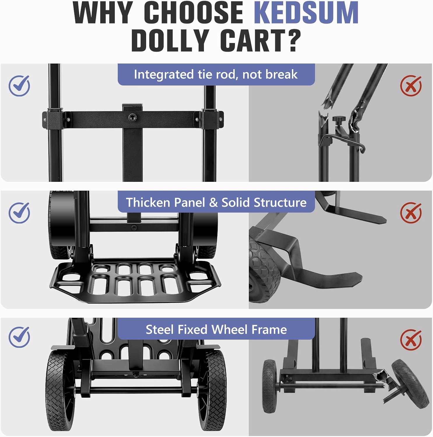 KEDSUM Plant Dolly Cart, 300LBS Foldable Heavy Duty Plant Caddy with Wheels image 3
