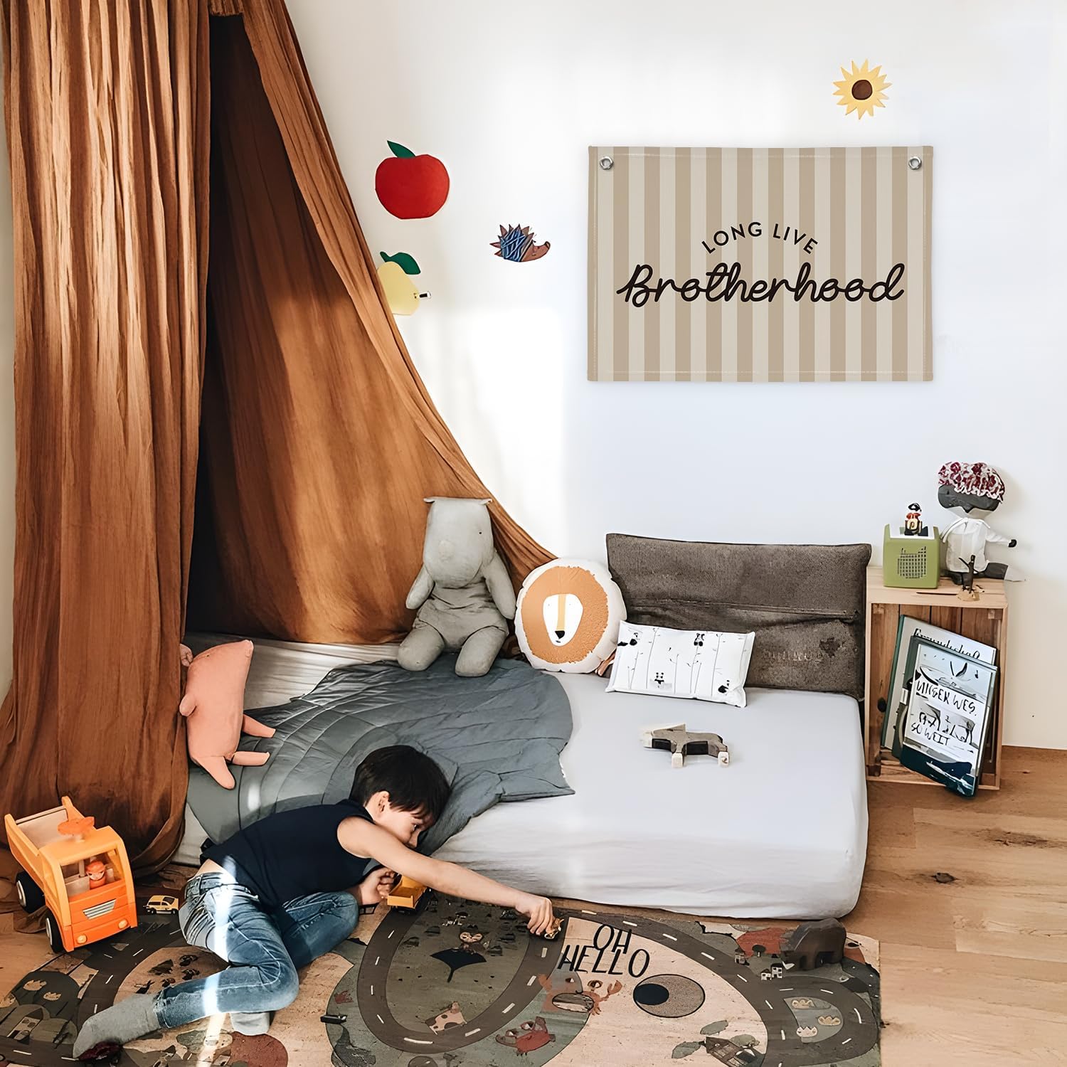 Long Live Brotherhood Boys Room Decor，Brother Playroom Bedroom Wall Decor Hanging Flag Banners, Nursery Toddler Kids Room Decoration 30x20 boyroom image 4