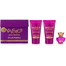 Versace Dylan Purple for Women 3 Piece Set Includes: 0.17 oz Eau de Parfum + 0.8 oz Perfumed Bath Shower Gel + 0.8 oz Perfumed Body Lotion