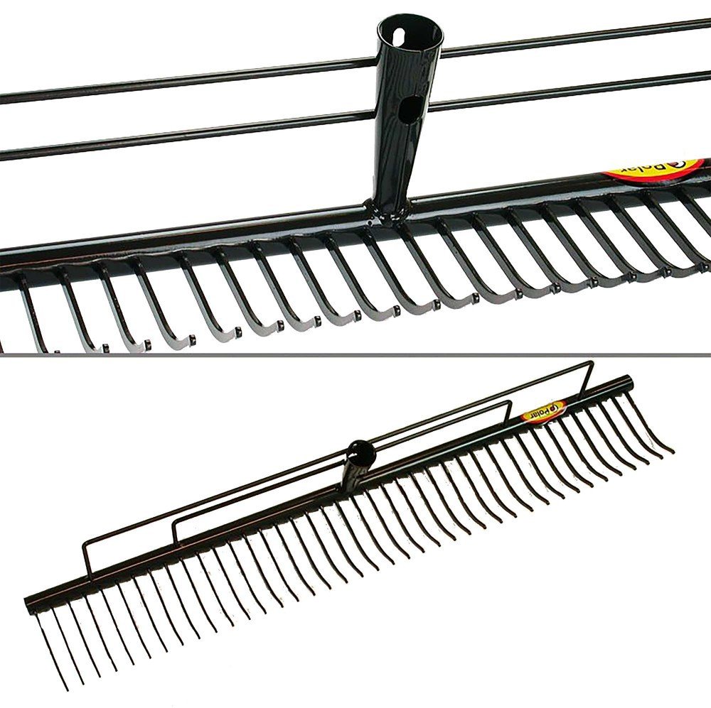Polar Rasenrechen 100 cm 56 Zinken Rasen Harke Heu rechen Laubrechen mit Stiel