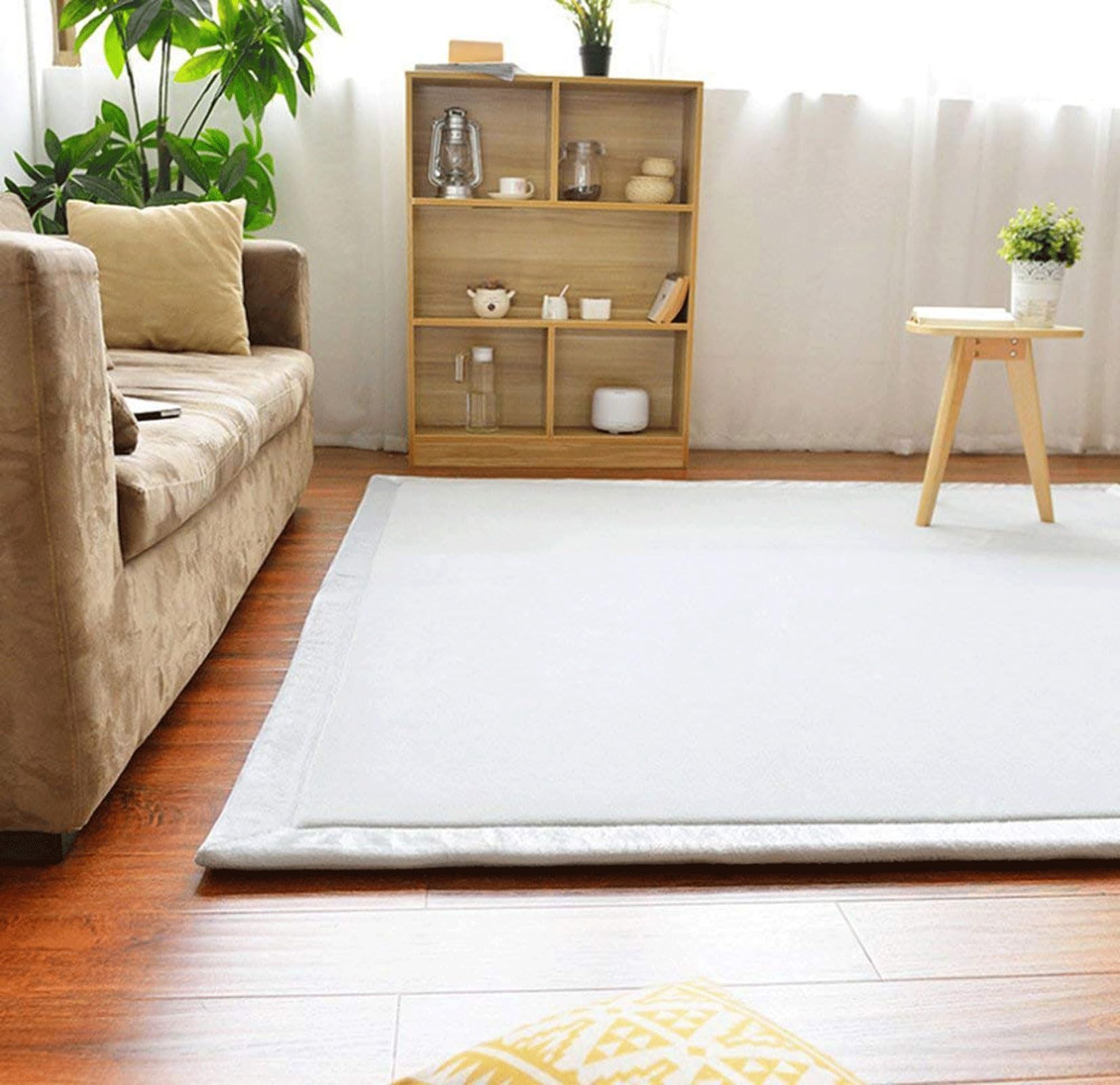 Alfombra de Lana de Coral - Estera de Yoga Alfombra de la Sala de Estar Manta -Alfombra Antideslizante para Gatear y Jugar -E-150 * 150cm