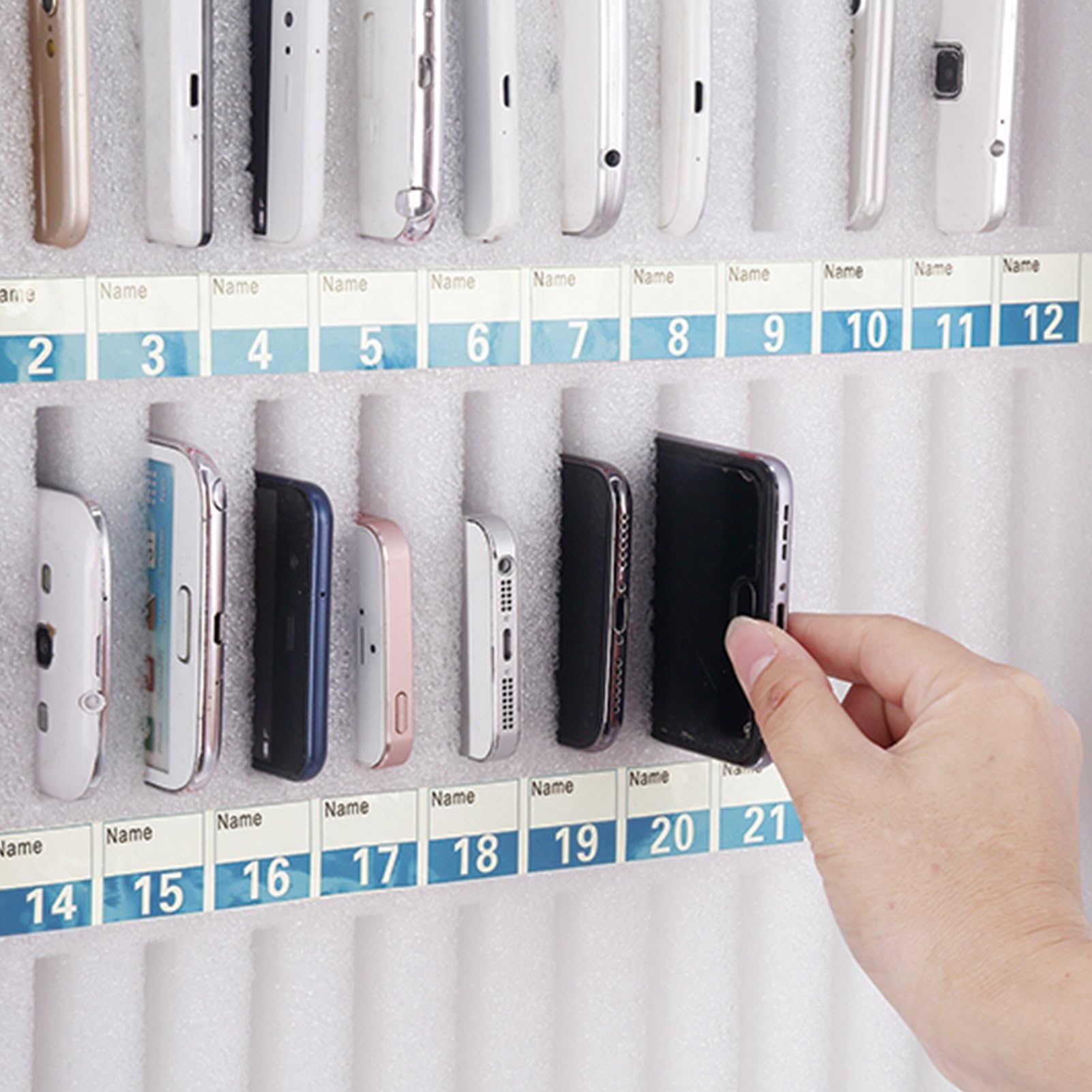 Armoire De Rangement Sécurisée Pour Téléphones Portables 12 Fentes - Alliage D'Aluminium Avec Serrure Et Clé, Casier Murale Pour École Et Bureau (Argent)