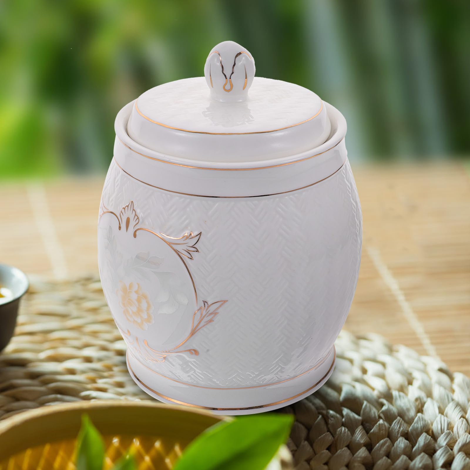 Recipiente de Cerámica Blanco de 1600ml con Tapa Hermética para Almacenar Café y Té, Ahorro de Espacio y Ayuda Organización Cocina