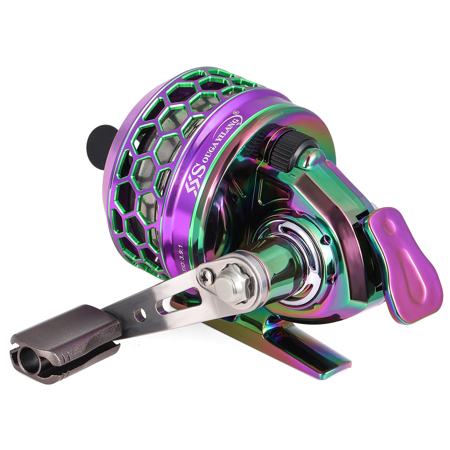 Sougayilang Spincast Moulinet de pêche Retrieve pour gaucher/droitier, engrenage entièrement en métal durable avec haute performance, fil de pêche en polyéthylène, 3.9:1 High Speed Gear Ratio Spincast