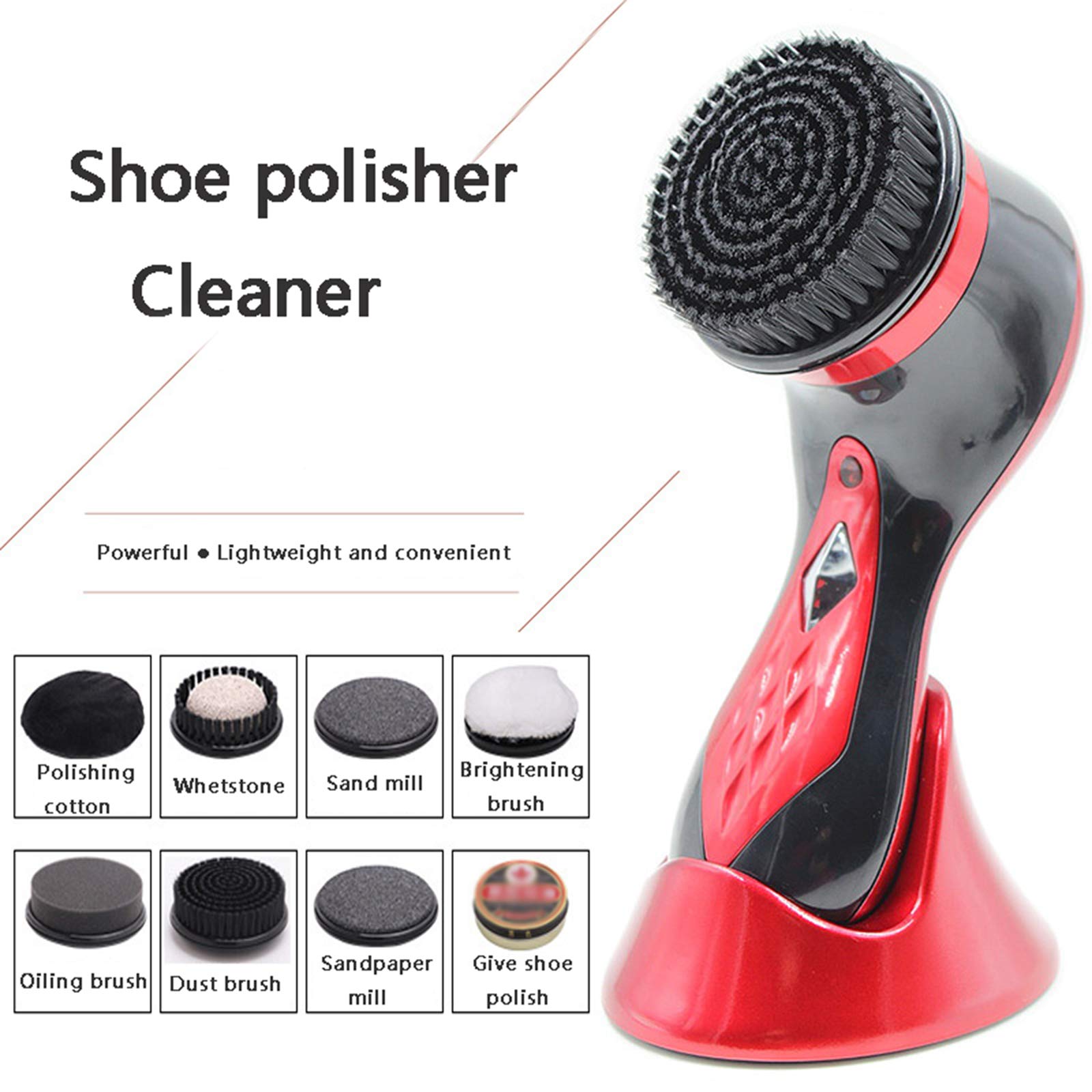 Cepillo eléctrico para pulir zapatos, máquina de limpieza multiusos portátil con 7 cabezales de cepillo de repuesto, recargable por USB, color dorado