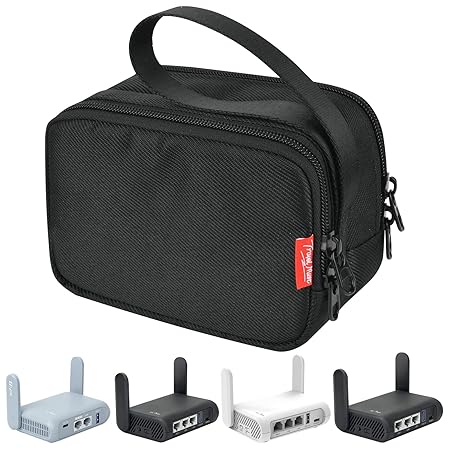 Travel Router Case for GL.iNet GL-MT3000/ GL-AXT1800/ GL-SFT1200/ GL-A1300/ TP-Link AX1500 Travel Routers, Portable WiFi Storage Holder,Waterproof Anti-Scratch Carrying Bag with Pocket For Accessories