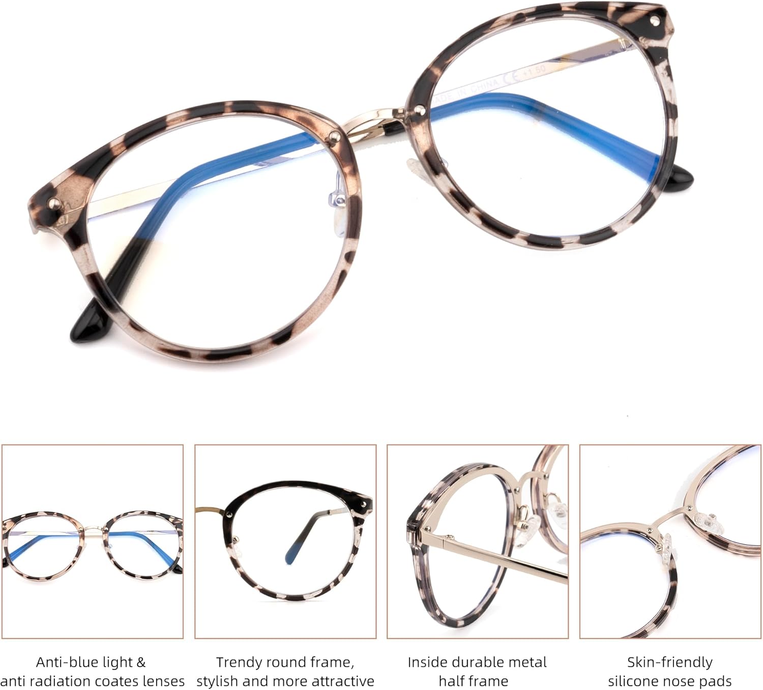 Trendy Round Progressive Multifocus Reading Glasses Women Men Multifocal Readers Blue Light Blocking Eyeglasses - Image 4