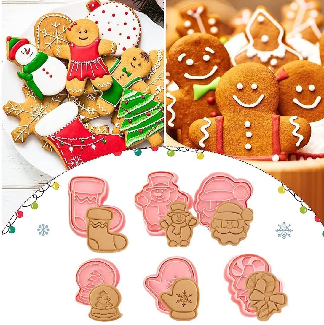 Lot De 8 Emporte-pièces Noël 3D - Formes Sapin, Bonhomme De Neige, étoile... - Pour Biscuits, Fondant, Pâtisserie