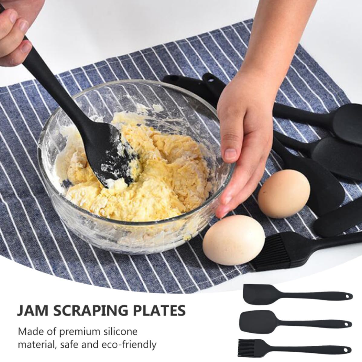 Espátulas de Silicona para Raspar Conservas y Untar Crema Juego de 9 en Color Negro Utensilios de Cocina Ligeros y Flexibles para Uso Diario