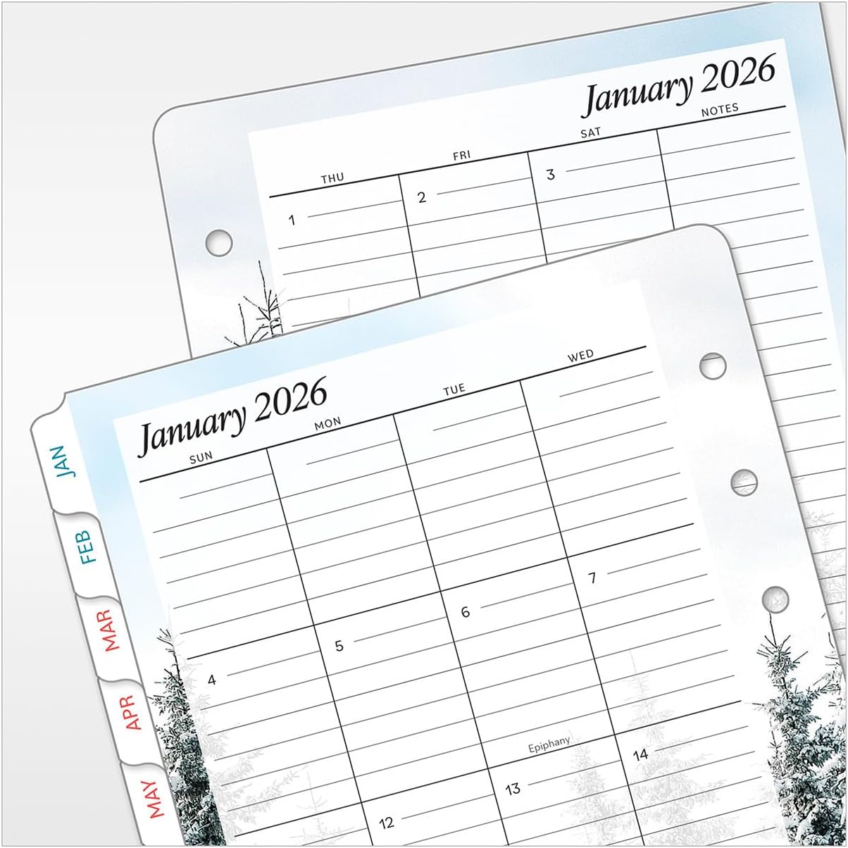 FranklinCovey - Seasons Monthly Calendar Tabs for Ring-Bound FranklinCovey Planners (Compact, Jan 2026 - Dec 2026)