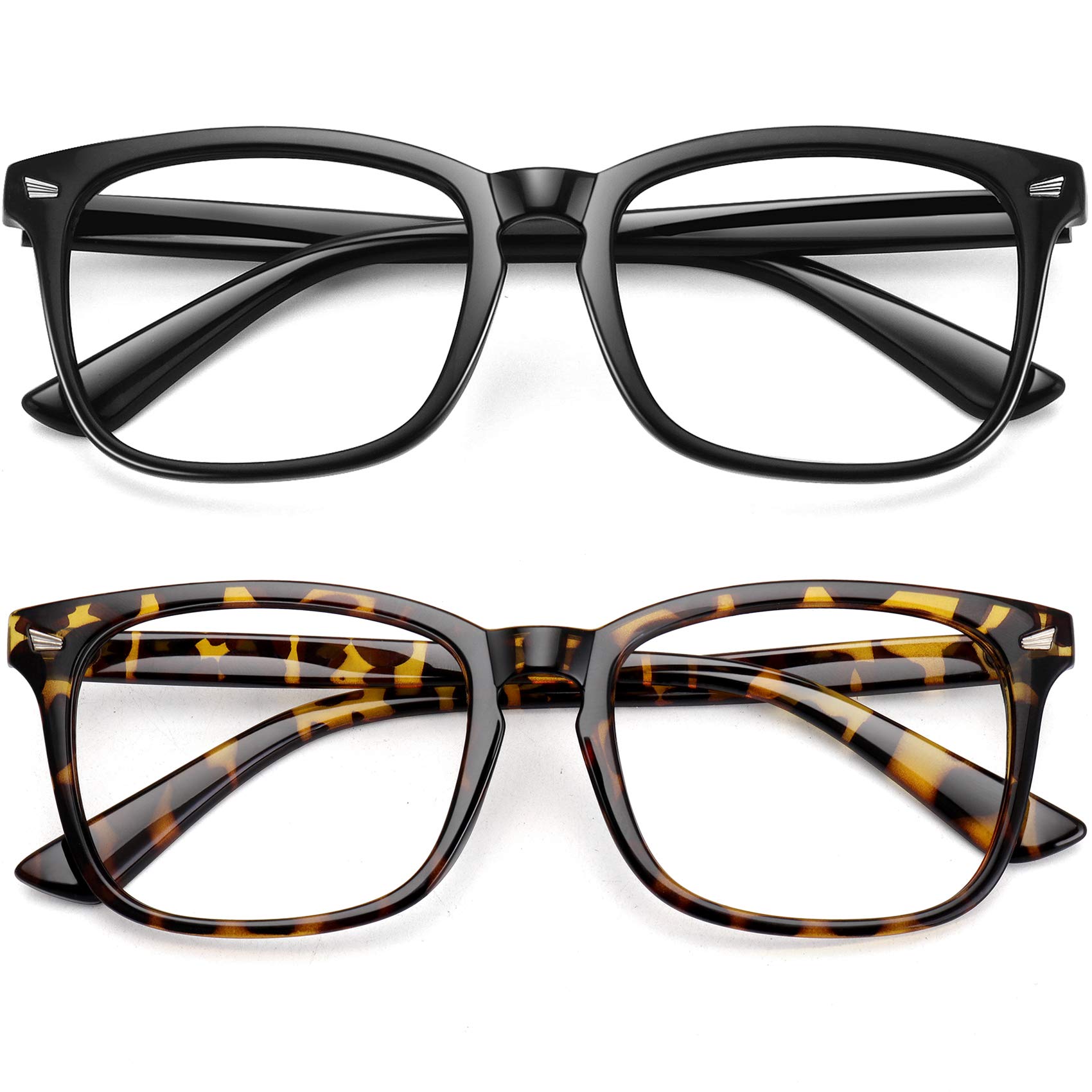 WOWSUN Unisex Stylish Nerd Non-prescription Glasses, Clear Lens Eyeglasses Frames, Fake Glasses