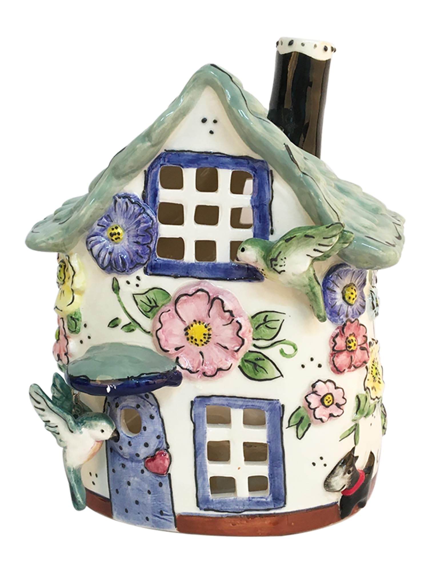 Blue Sky Clayworks Wildflower Manour Hummingbirds Floral Candle House 23354