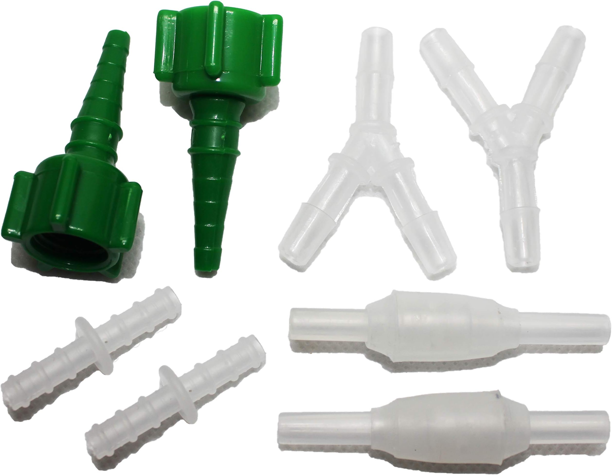 8-Pack Oxygen Connectors (2 Straight, 2 Swivel, 2 Y, and 2 Swivel Nipple (Christmas Tree)) for O2 Tubing