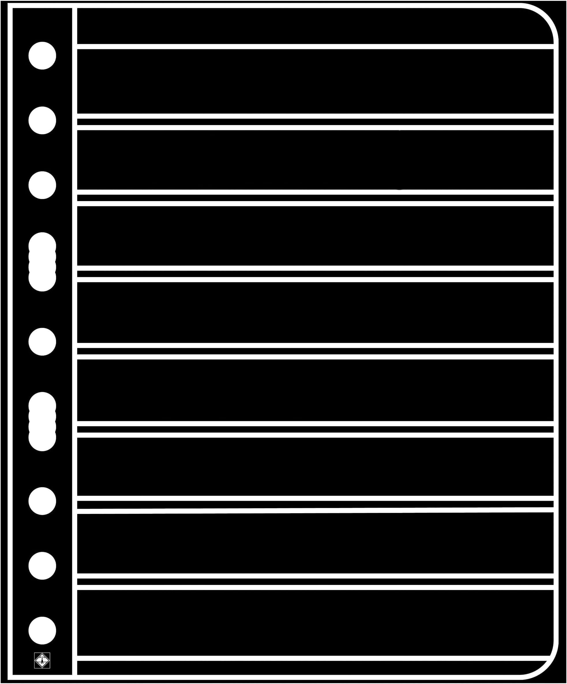 LIGHTHOUSE- VARIO Stamp Pages for Stamp Albums, Black 9-Hole Binder Pages with 8 Pockets for Stamp Collection - Pack of 25