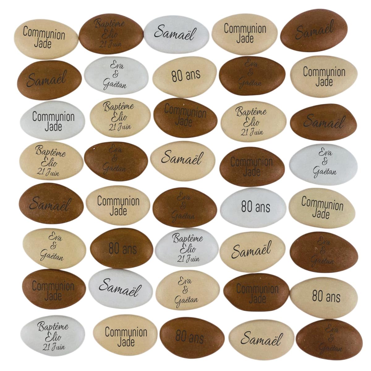 Dragées chocolat personnalisées avec votre texte 400g - Plus de 20 coloris au choix - pas cher - environ 150 dragées 71% de cacao - Fabrication artisanale en France (Beige) - 3