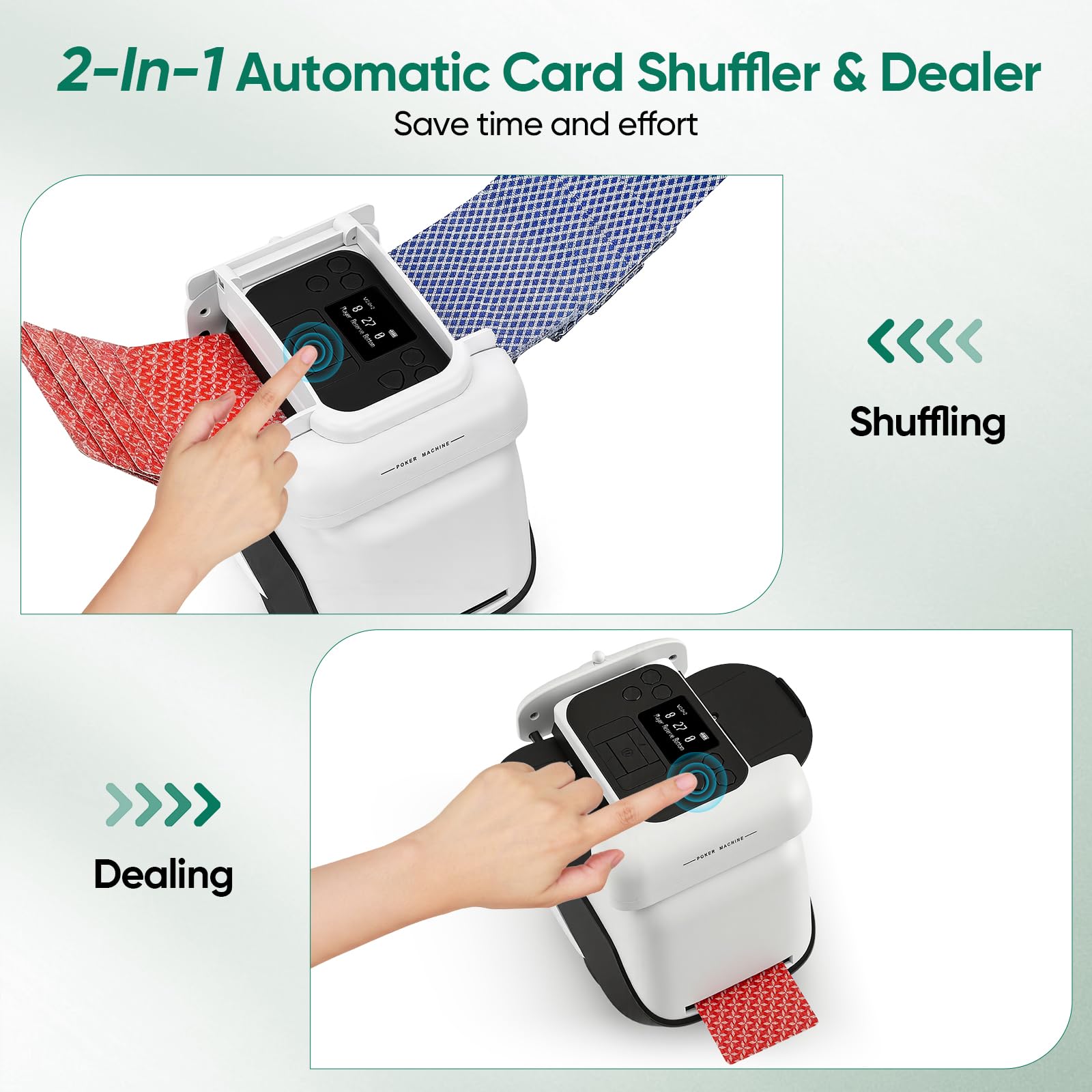 Mezclador y repartidor de cartas con giro de 360° para 1-4 barajas, mezclador y repartidor automático de cartas. Para 2-8 jugadores, con 4 mandos a distancia, recargable, silencioso, para póquer, UNO
