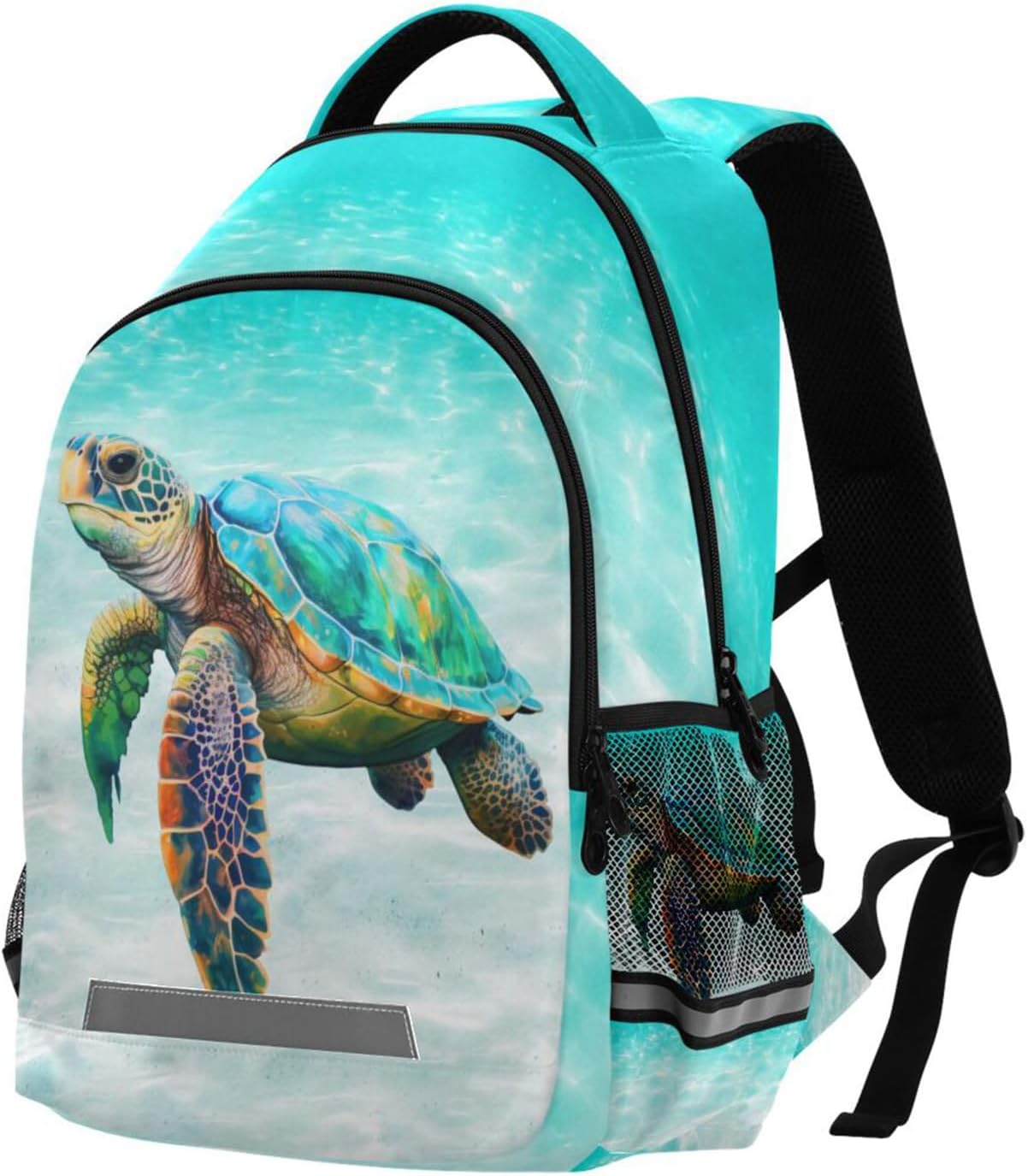 Sea Turtle Teal Backpack for Boys Girls Elementary School Bag Kids Bookbag Travel Rucksack - Image 8