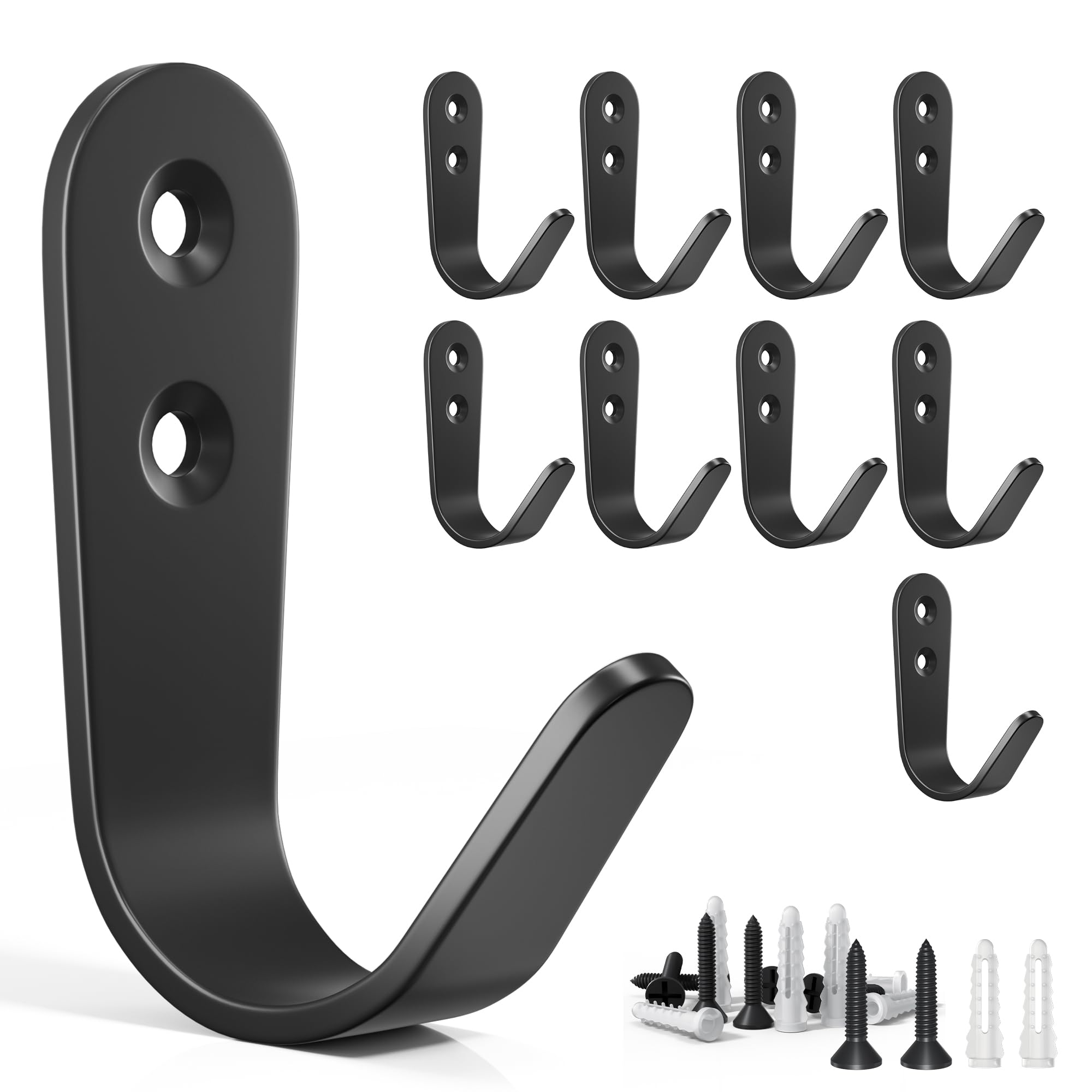 PRIGVOT 10PCS Wall Hooks - Coat, Backpack & Hanging Hooks for Bathroom, Bedroom, Entryway