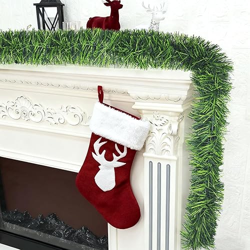 Miniatura 6 de Decoración de guirnalda de Navidad de 50 pies guirnalda artificial no iluminada, vegetación suave, decoración de vacaciones al aire libre o