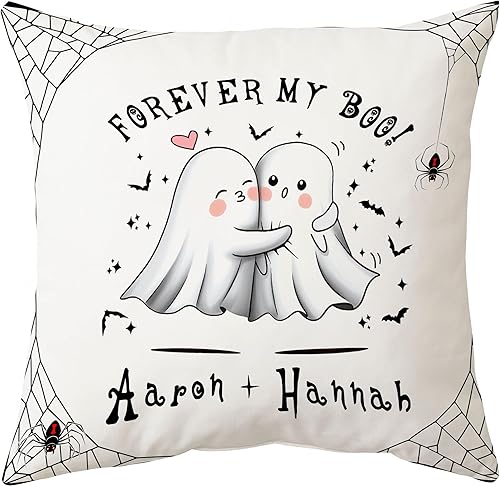 Vista 8 de Hyturtle Almohada personalizada para pareja (inserto incluido) Regalos para él – Decoración espeluznante de Halloween – Decoración de aniversario