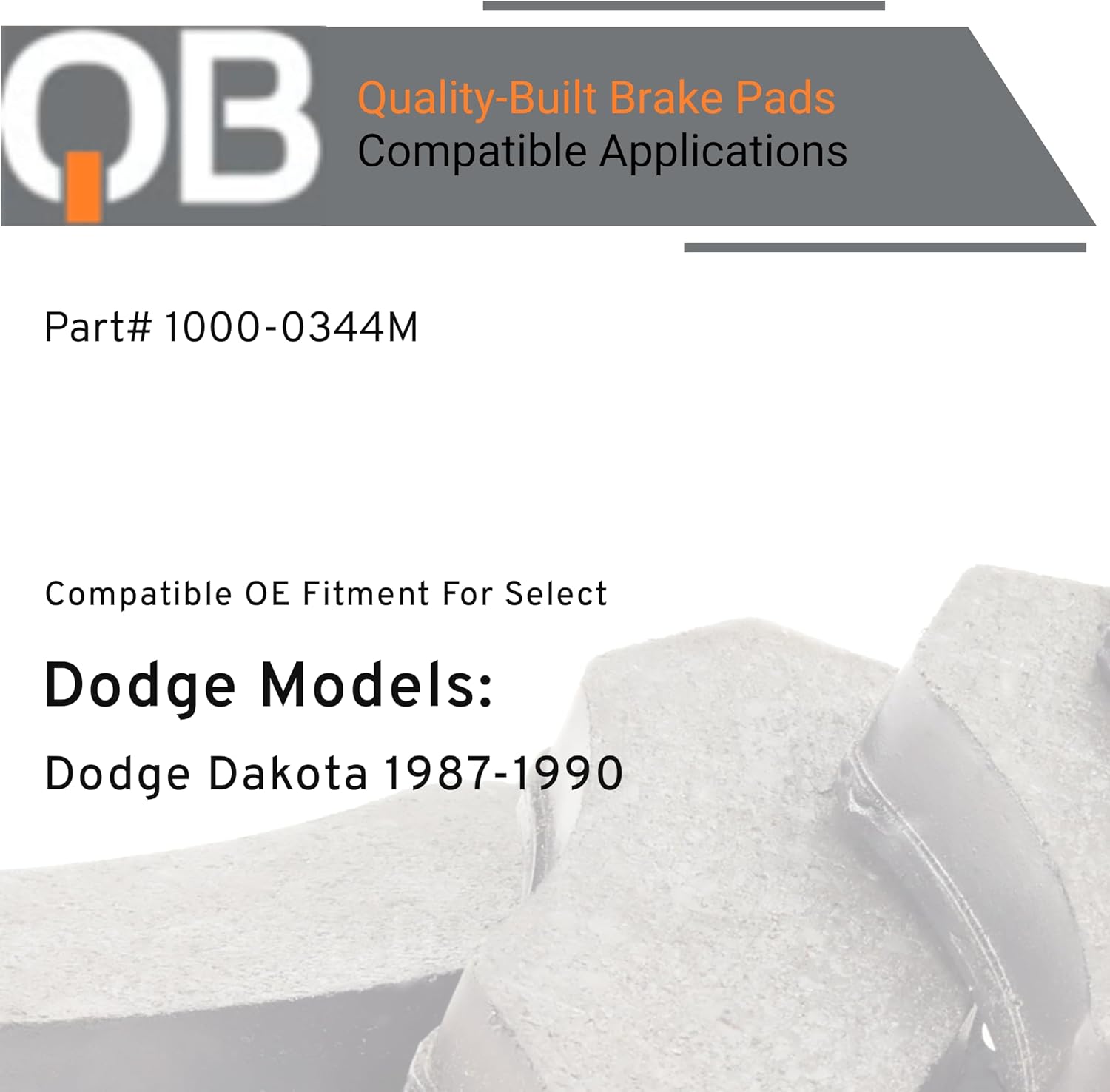 QUALITY-BUILT Front Semi-Metallic Brake Pads, QB 1000-0344M, Compatible with 1987-1990 Dodge Dakota
