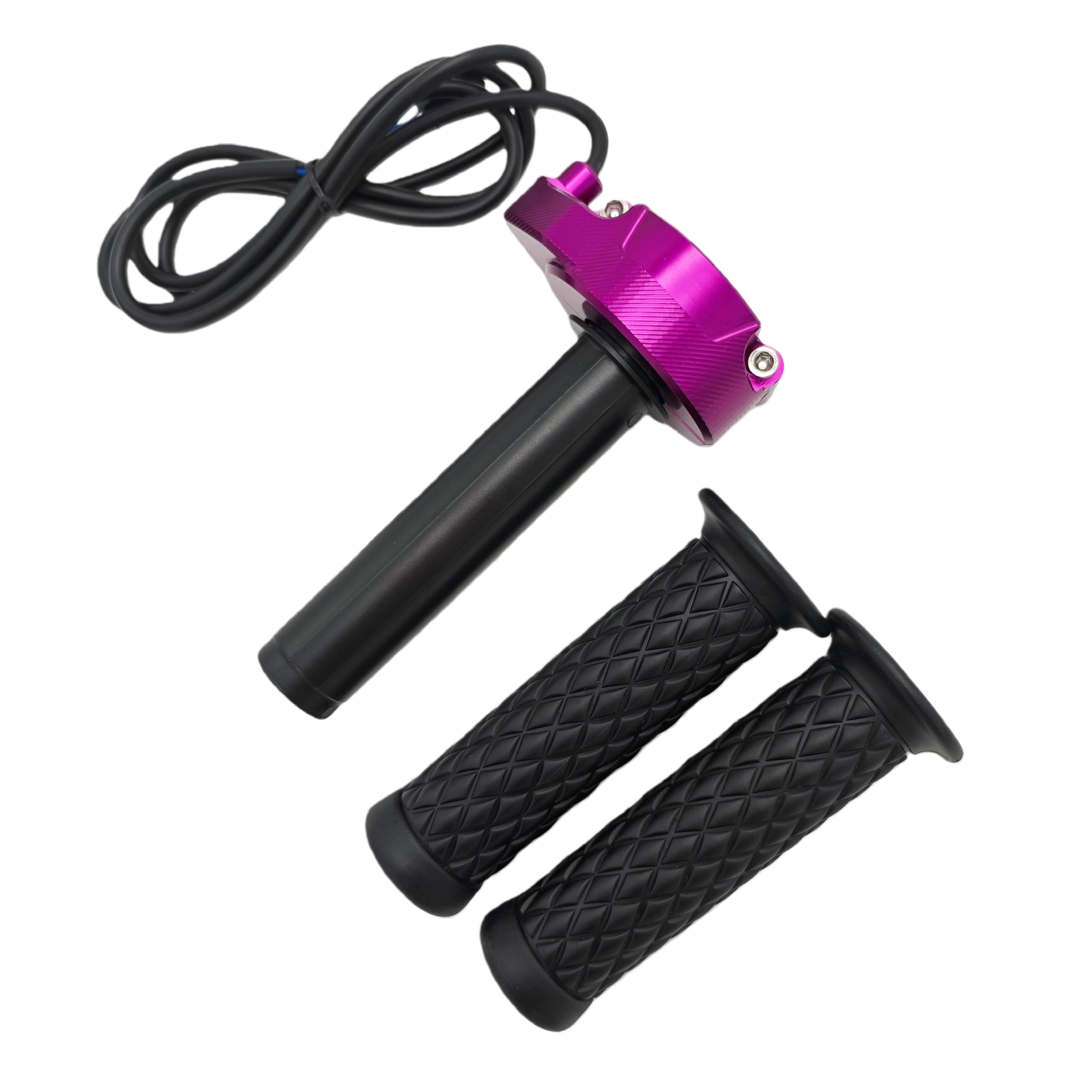 CHAOZHU CNC Aluminum Surron Style 12V-90V Universal Voltage eBike Electric Bicycle Full Bar Twist Throttle with SM-3A Male Plug, Multiple Colors Available (Purple)
