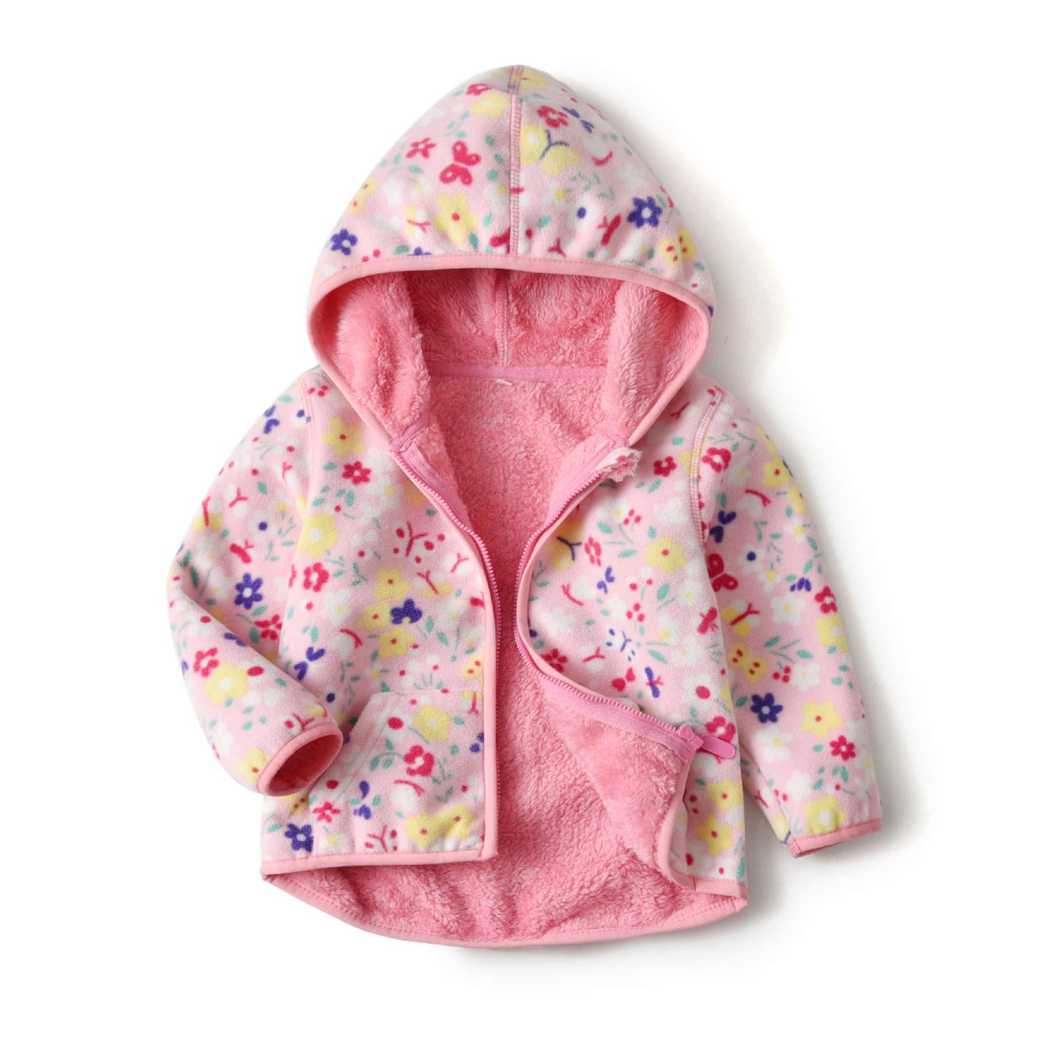 Baby Boys' Girls Fleece Warm Jacket Woolen Dinosaur Zip Front Jacket Hoodie Sweatshirt