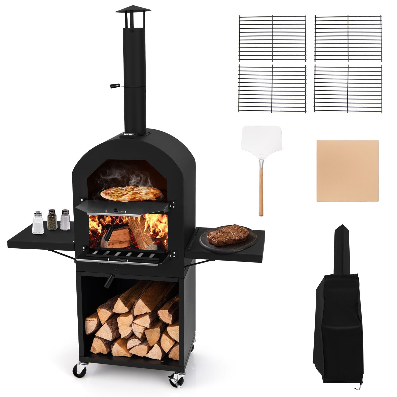 HAPPYGRILL Outdoor Wood Fired Pizza Oven