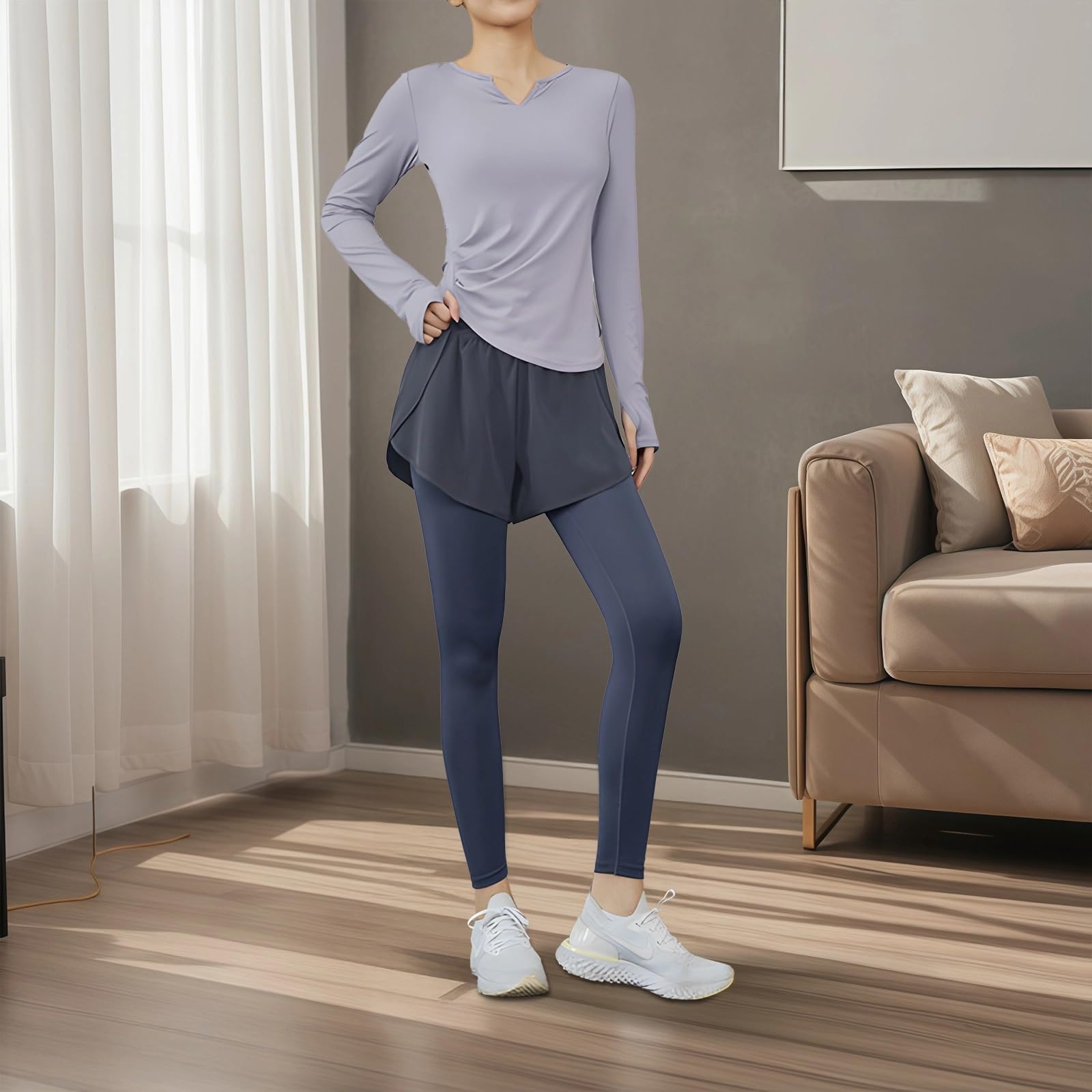 Conjunto de ropa deportiva para mujer, 3 piezas, transpirable, para yoga y gimnasio, tela antibolitas, talla XXL para 135-150 libras, Azul, talla única