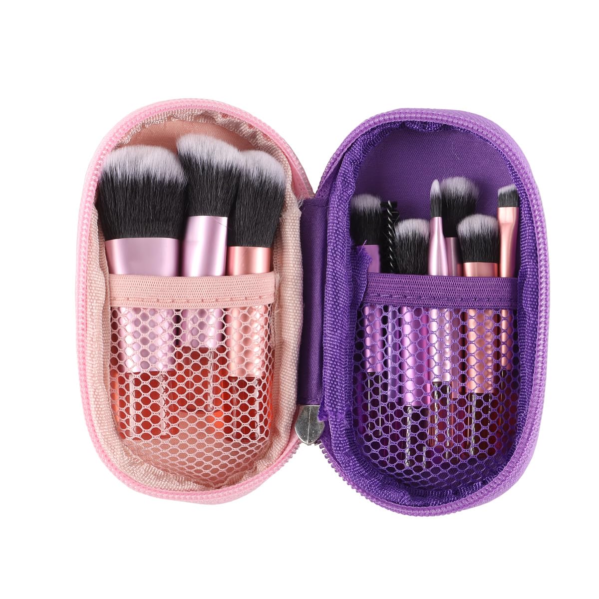 10 Pieces Travel Makeup Brush Set with Case, Portable Mini Makeup Brush Cosmetic Brush Set for Foundation Eyeshadow Highlighter Blush Concealer