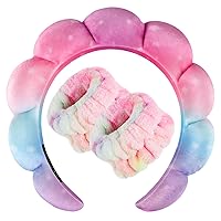 Vista 40 de Zkptops Diadema de Spa para Lavar la Cara Muñequera Esponja Maquillaje Cuidado de la Piel Diadema de Tela de Rizo Burbuja Suave Prepárate Diadema