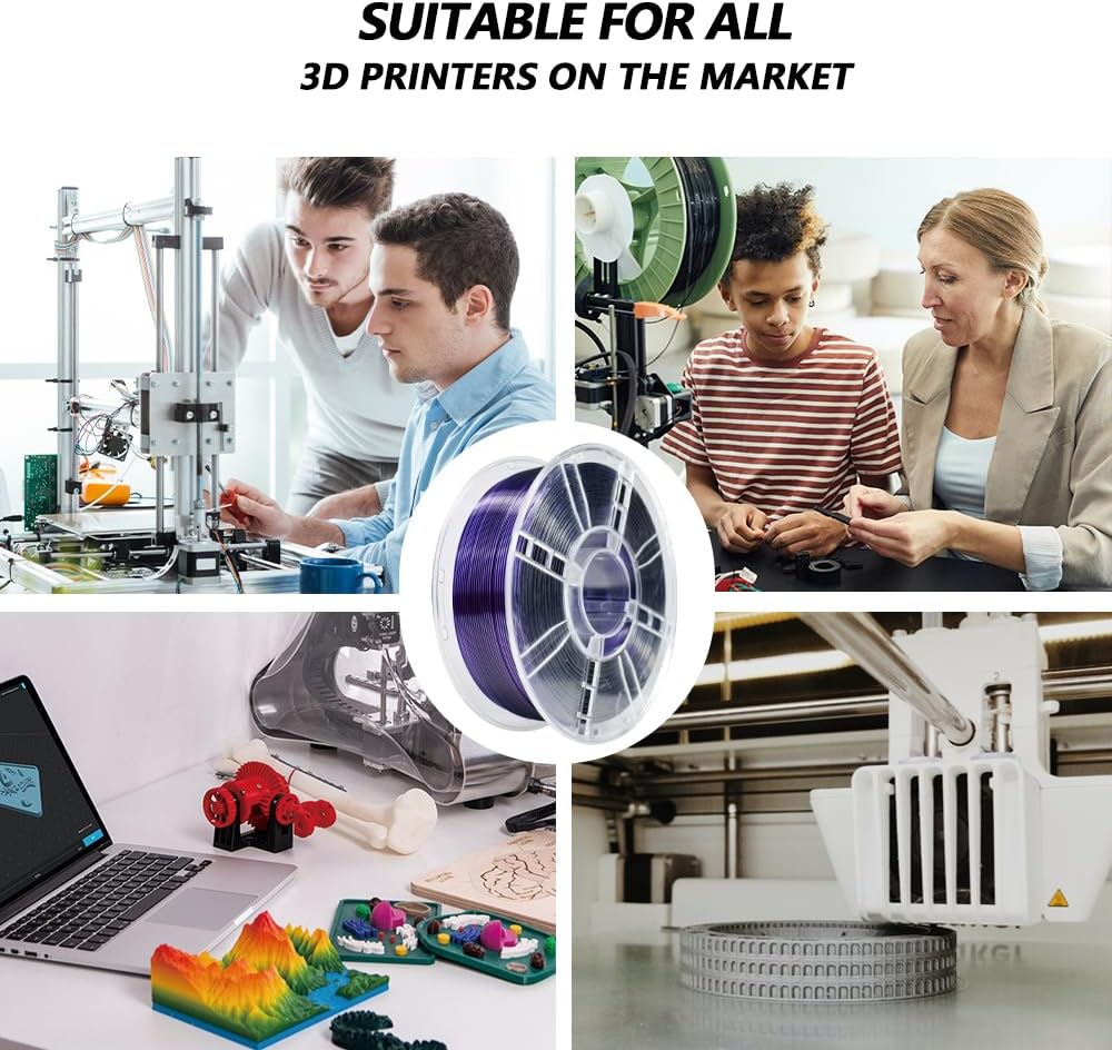 iBOSS Silk Dual Color Purple Black PLA Plus Filament,1kg 3D Printer High-Speed Filament 1.75mm +/ -0.02mm, Suitable for Most FDM Printers, PLA+ 3D Filament(Silk Purple Black)