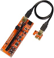 Vista 8 de PCIE Riser VER 011 PRO - Extensión gráfica de 1x a 16x para minería de GPU, cable USB 3.0 de 23.6 in, 10 condensadores sólidos, 12 luces LED, 2 x 6