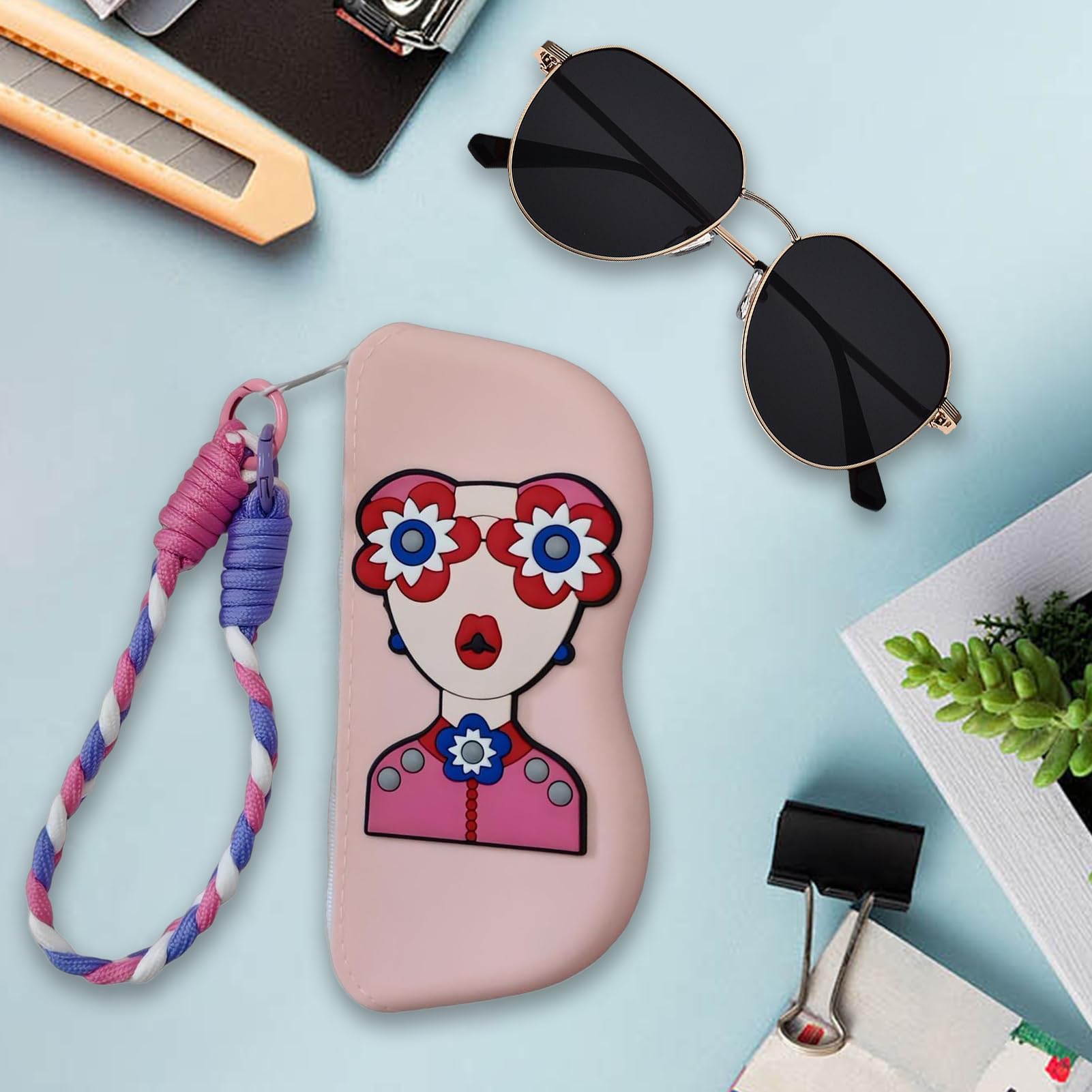 Generico Astucci Portaocchiali per Donna | Astuccio Occhiali Divertente Per Donna,Borsetta Portatile con Cerniera in Morbido Silicone per e Conservazione Occhiali all'Aperto