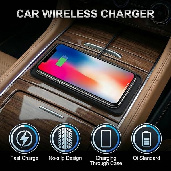 15W Cargador Inalámbrico Coche Cargador Inalambrico Coche con Almohadilla Antideslizante Carga Rápida Qi Compatible Universal para para iPhone 17 16 15 14 13 12 11 Pro MAX Samsung S24 - 3
