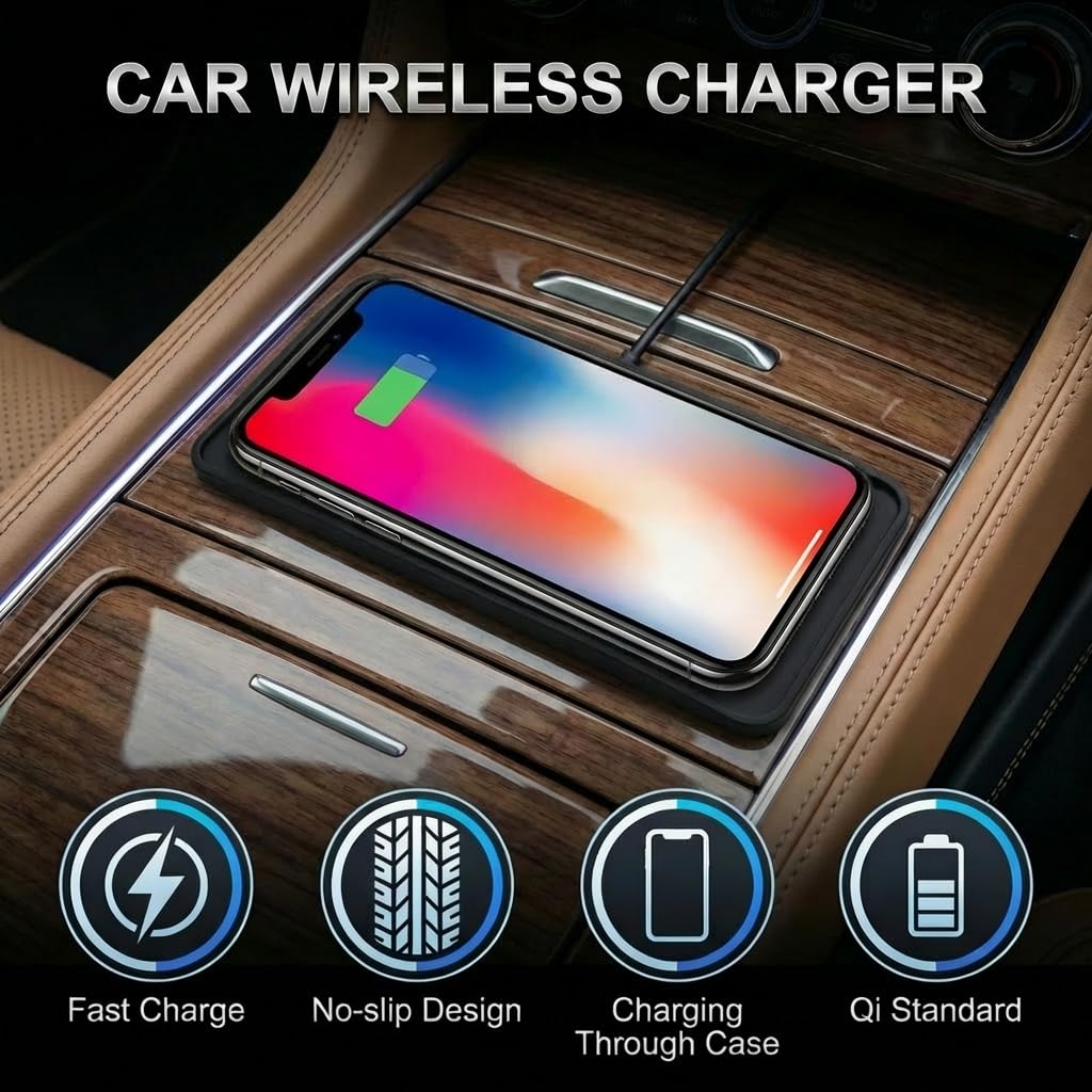 15W Cargador Inalámbrico Coche Cargador Inalambrico Coche con Almohadilla Antideslizante Carga Rápida Qi Compatible Universal para para iPhone 17 16 15 14 13 12 11 Pro MAX Samsung S24 — view 3