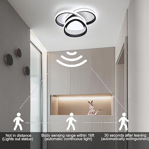 Miniatura 3 de EIDEARAY Lámpara de techo LED con sensor de movimiento para interiores, 36 W, blanco frío, pequeña, 3 redondas, lámpara de techo de montaje