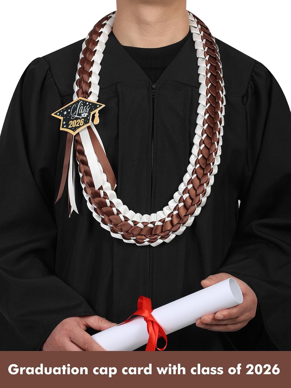 TFTAFAN Graduation Lei Class of 2026 Graduation Ribbon Leis Graduation Necklace Braided Necklaces Graduation Leis gift Party Accessories for Women and Men