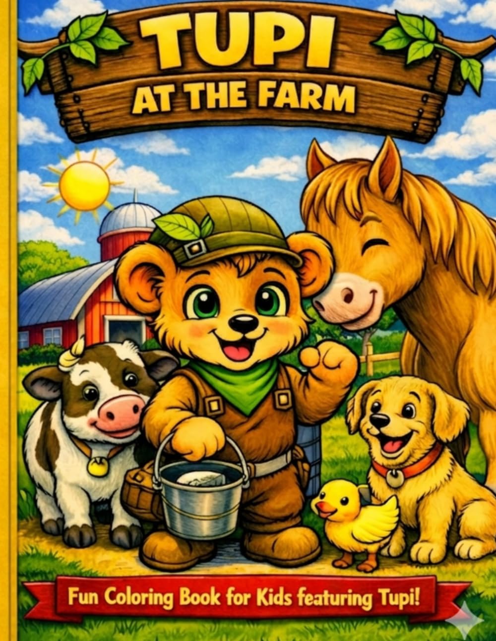 TUPI AT THE FARM: Cute Farm Animals Coloring Book for Kids Ages 3-8