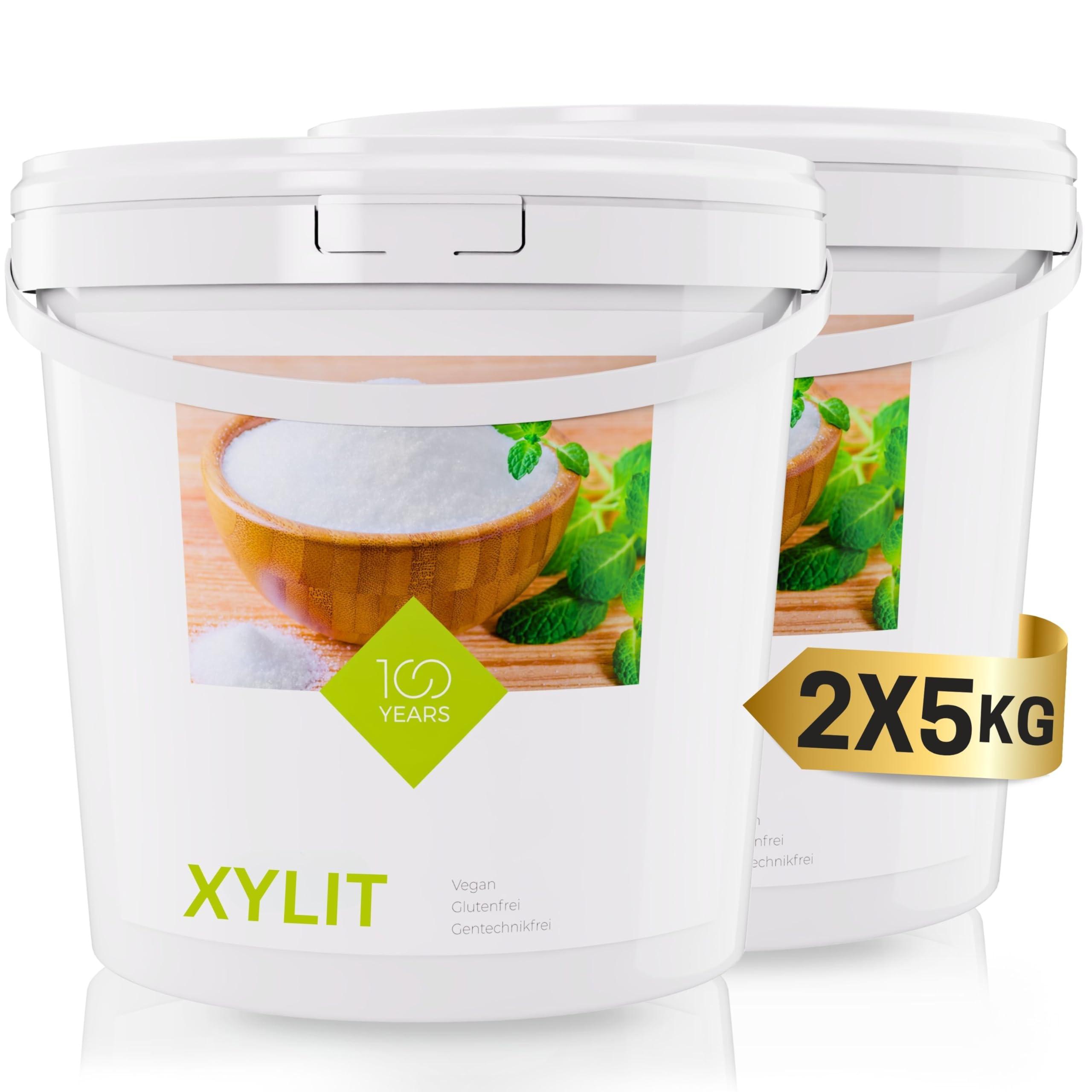Premium Xylit Zucker 10 kg - 100% Birkenzucker Xylit - Xylit Zuckerersatz aus Birkenzucker, Zuckeralternative - Kalorienarm, leicht löslich - abgefüllt in Deutschland - 2x5kg