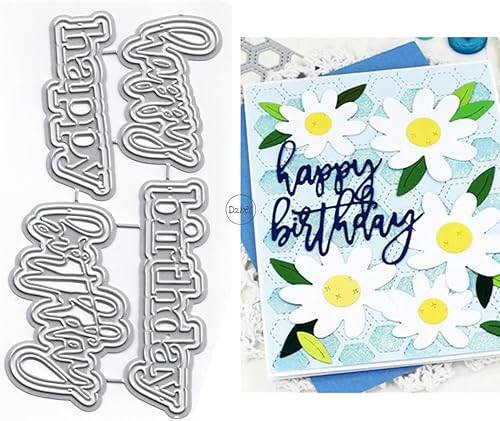 DzIxY Shadow Two Words Happy Birthday - Troqueles de corte de metal para hacer tarjetas, papel de relieve, troquelados, plantillas de máquina para