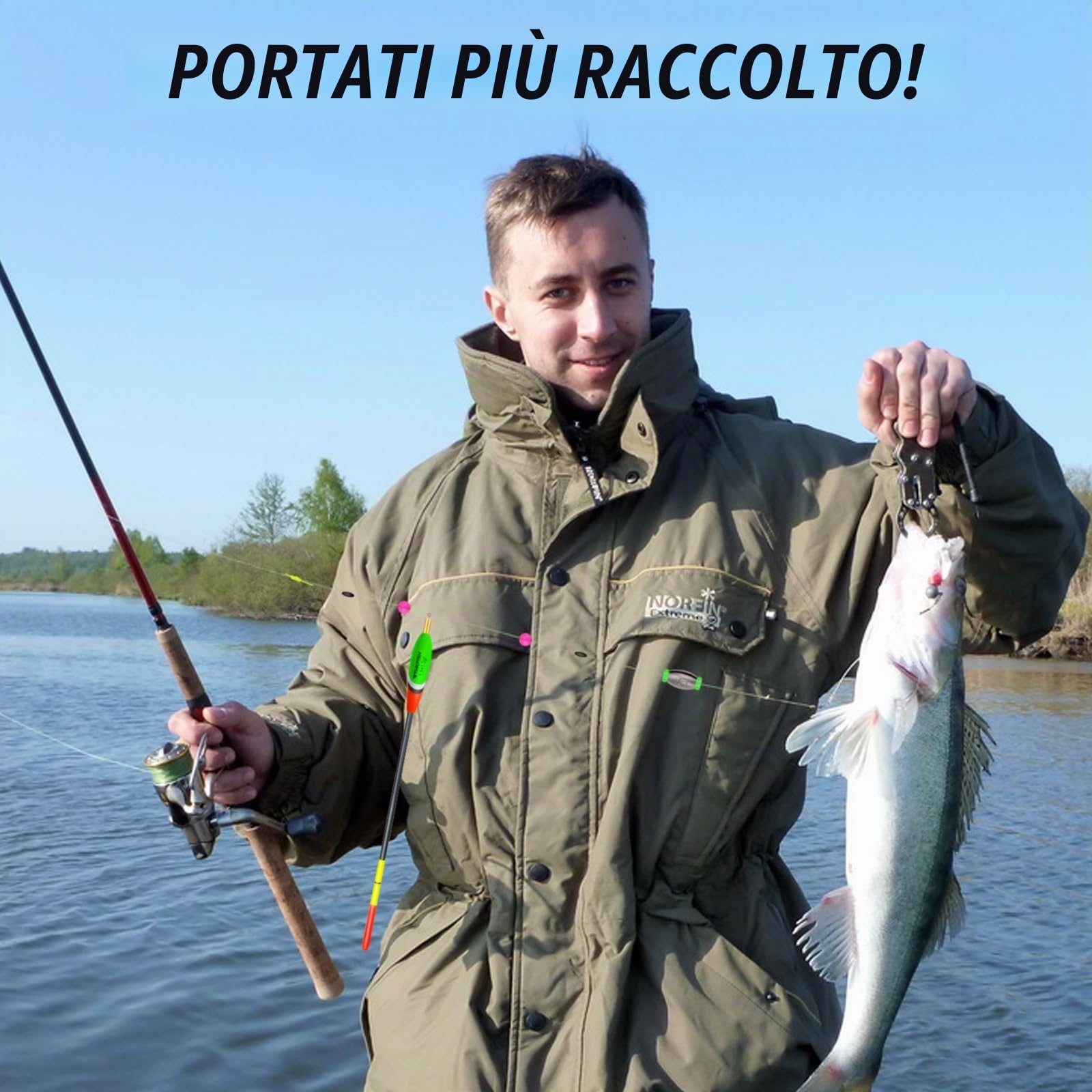 THKFISH Set di 5 galleggianti da pesca in legno con colori vivaci, 2,5 + 3 g/2,5 + 2,5 g/2,5 + 2,5 g/2,0 + 2,0 g/1,2 + 2,0 g/1,5 + 1,5 g (A)