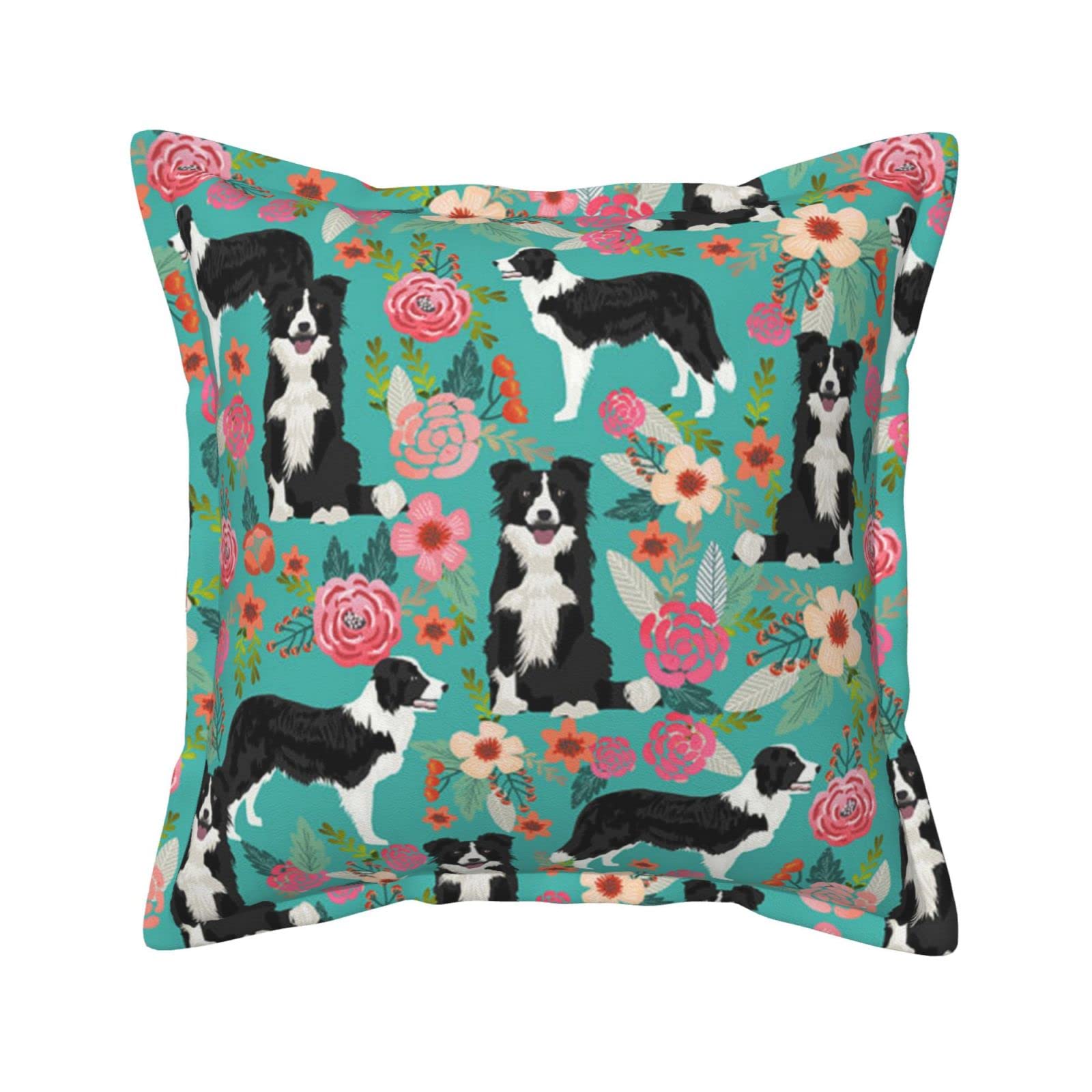 Housse de coussin Border Collie en cuir pour décoration salon et chambre 45x45