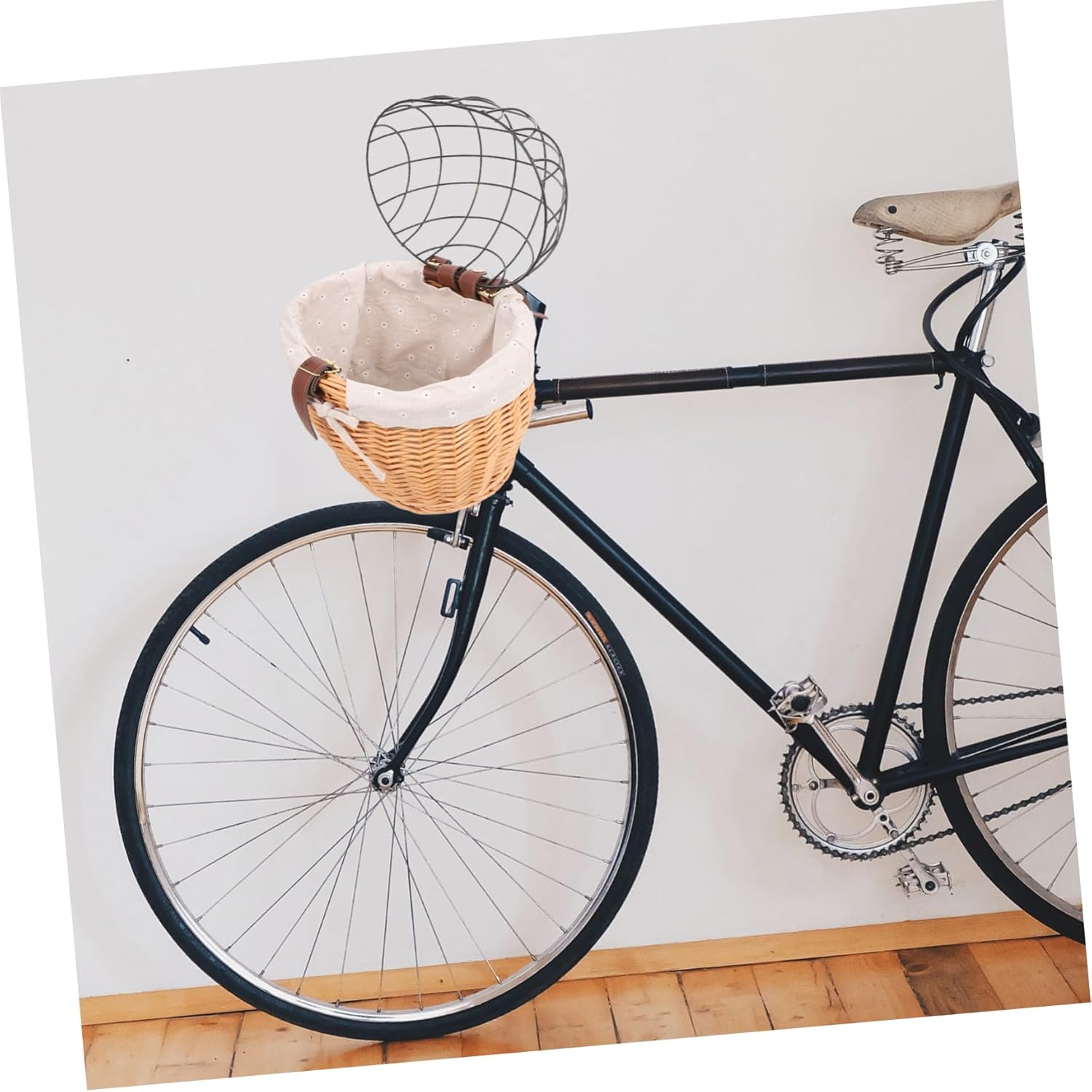 SUPVOX PET Bike Basket Wire Frame Removable Front Carrier Bag for Dogs and Cats Sturdy Mesh Design Easy Installation for Cycling Adventures