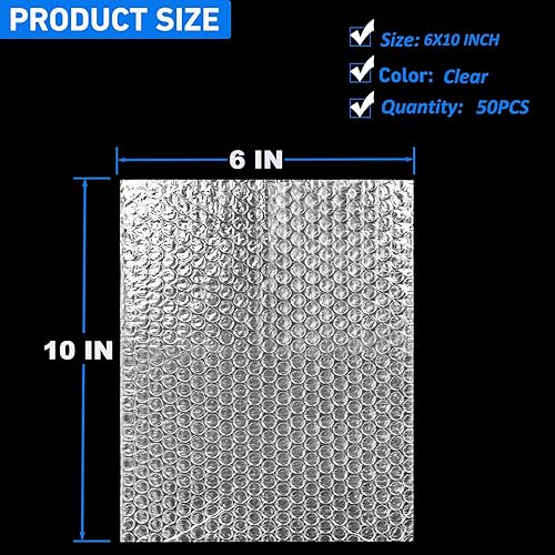 Miniatura 2 de 50 bolsas transparentes de burbujas, 6 x 10 pulgadas, bolsas de amortiguación de doble pared para mudanza, envío y embalaje