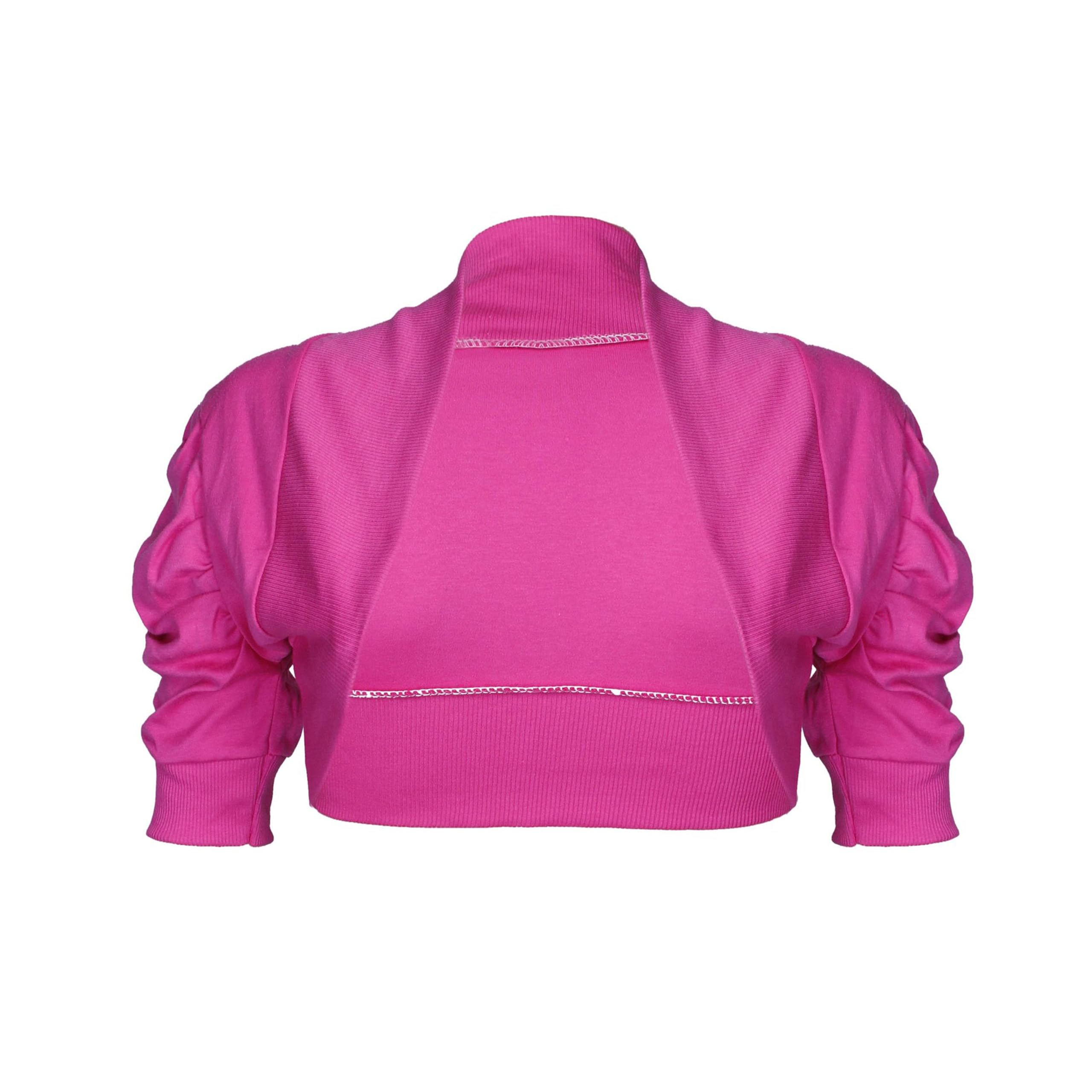 Noroze Girls Cerise Kid's Plain Ruched Sleeves Bolero Shrug For Cropped Cardigans (13 Years, )